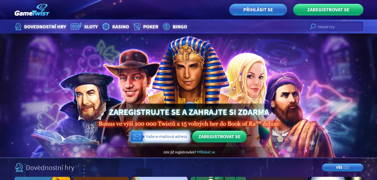 GameTwist online kasino Česká republika – hlavní stránka